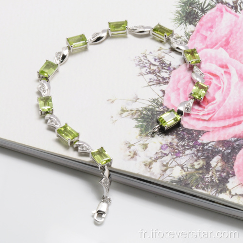 Bracelet en argent sterling Natural Peridot 925